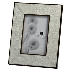 NEW Lazy Susan Cream Faux Shagreen Leather Frame, 5 x 7-Inches